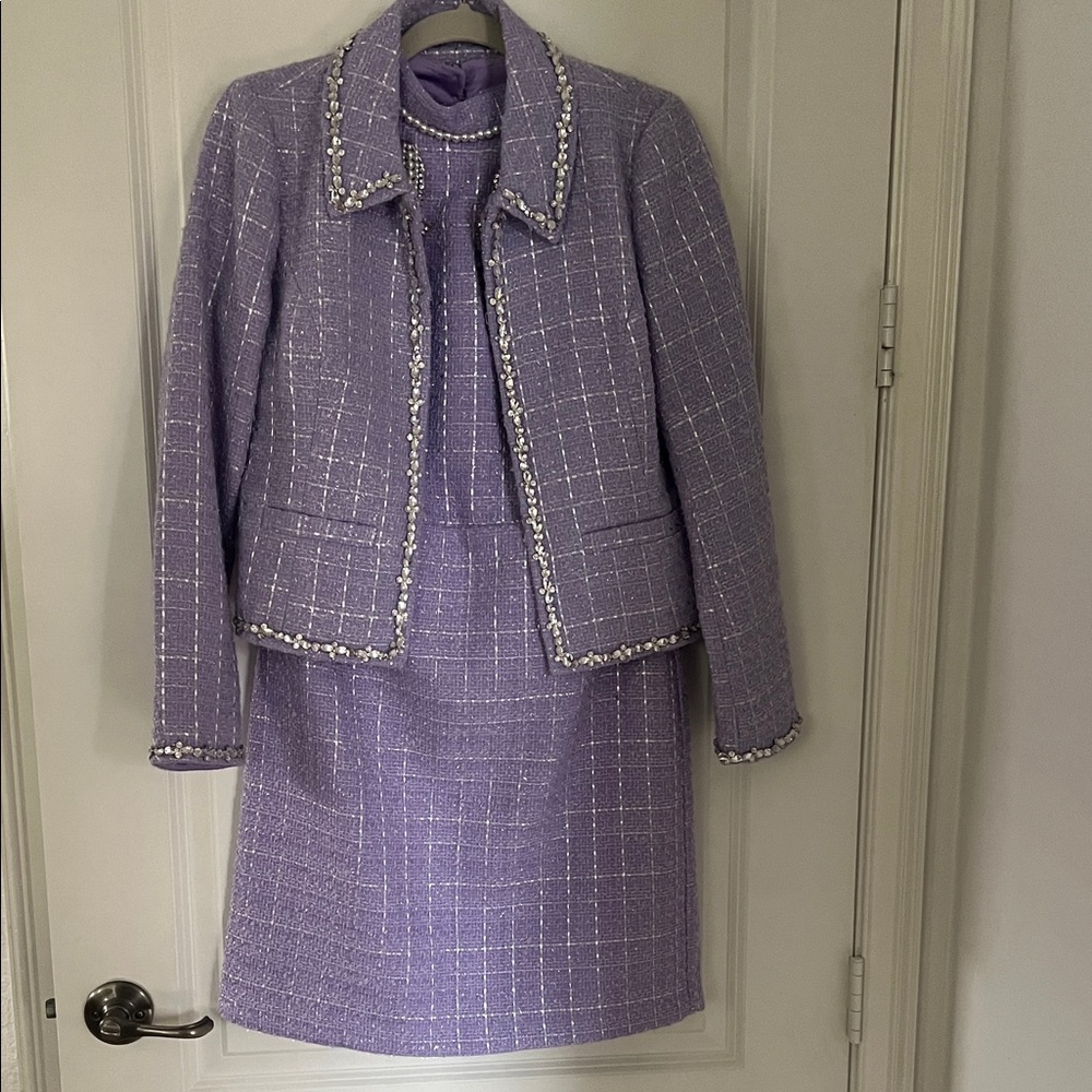 NWT sz 8 Boston Proper Lilac Tweed Dress Suit
